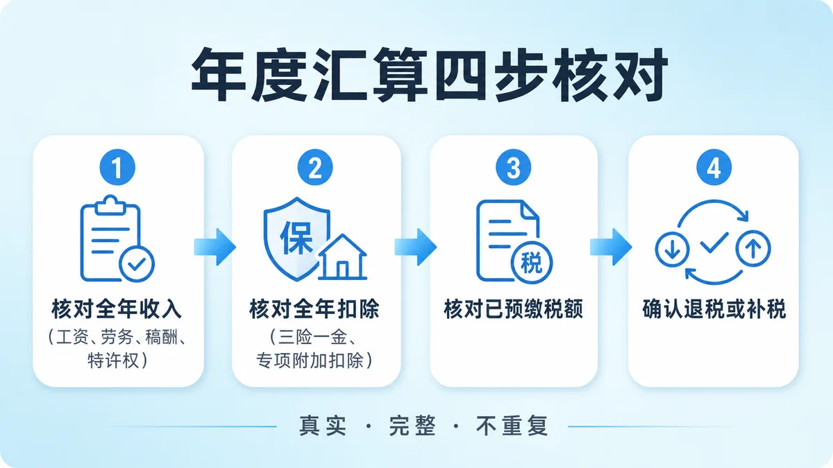 年度汇算四步检查流程图